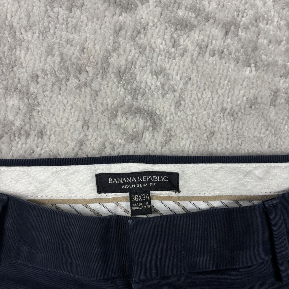 Banana Republic Aiden Slim Fit Chino Pants Mens Navy Blue Cotton Size 36x32 - Picture 4 of 6